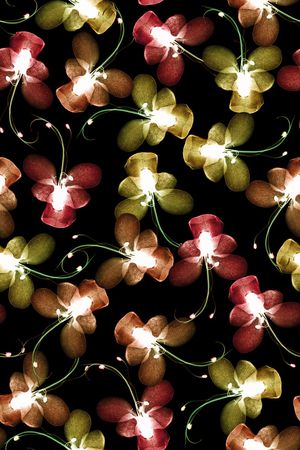 黑底花卉印花华亿平台图片