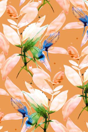 手绘大花印花华亿平台图片