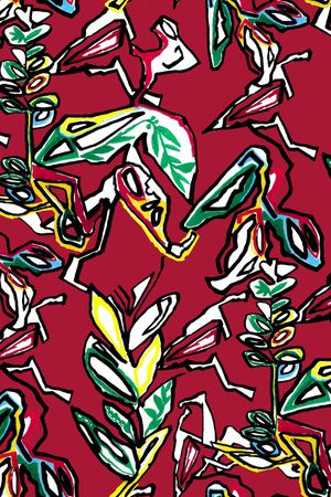 几何叶子印花华亿平台图片