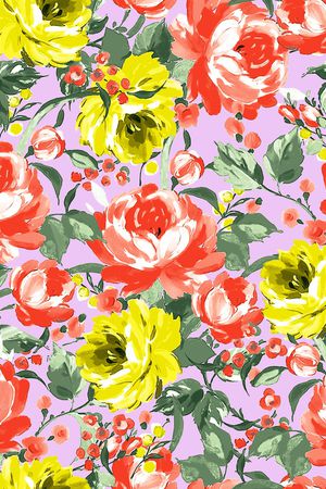 手绘花卉印花华亿平台图片