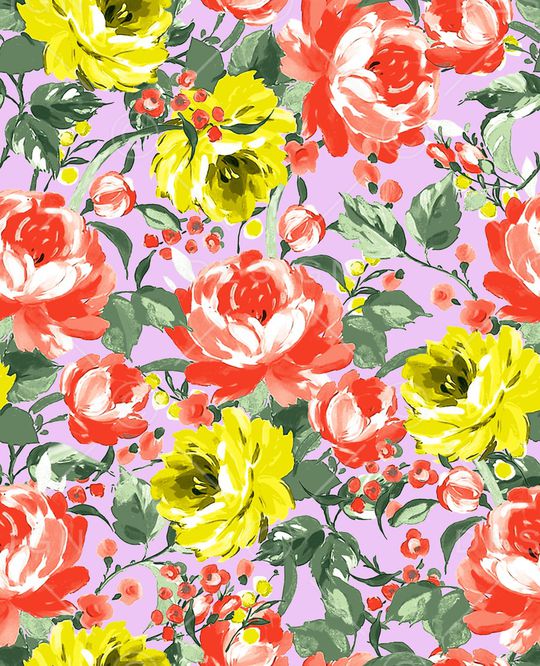 手绘花卉印花华亿平台图片