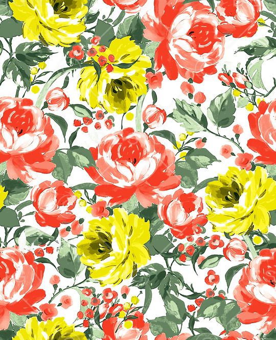 手绘花卉印花华亿平台图片