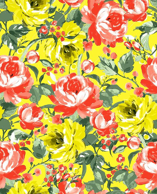 手绘花卉印花华亿平台图片