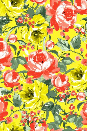 手绘花卉印花华亿平台图片