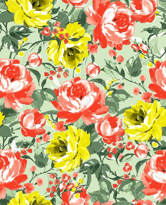 手绘花卉印花华亿平台图片