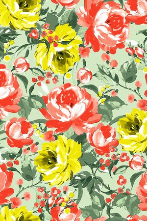 手绘花卉印花华亿平台图片