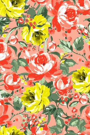 手绘花卉印花华亿平台图片