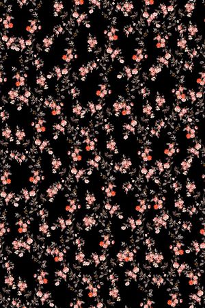 黑底花卉印花华亿平台图片