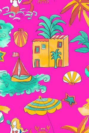 海滩印花华亿平台图片