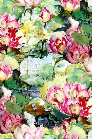 荷花印花华亿平台图片