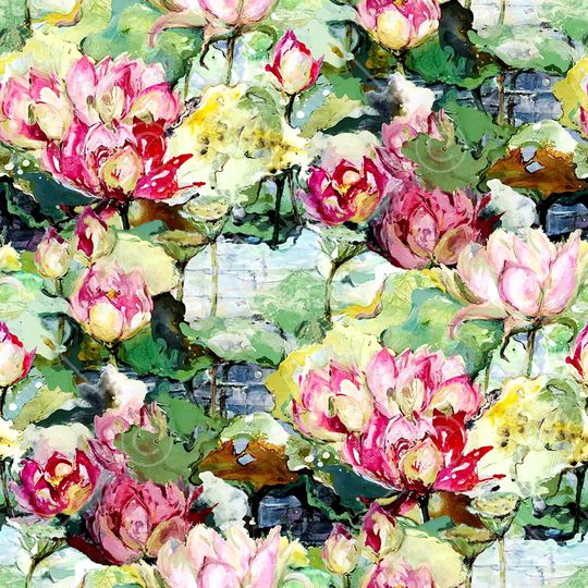 荷花印花华亿平台图片