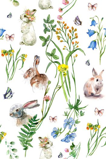 水彩花卉印花华亿平台图片