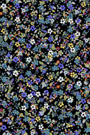 黑底花卉印花华亿平台图片