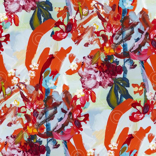 抽象花卉印花华亿平台图片