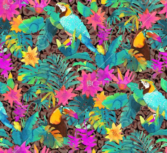 鹦鹉印花华亿平台图片