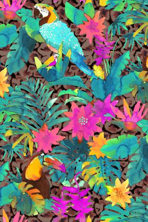 鹦鹉印花华亿平台图片