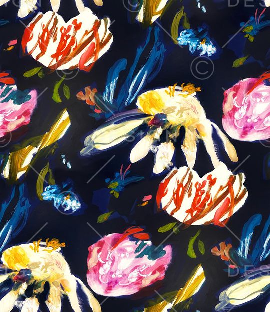 抽象花卉印花华亿平台图片