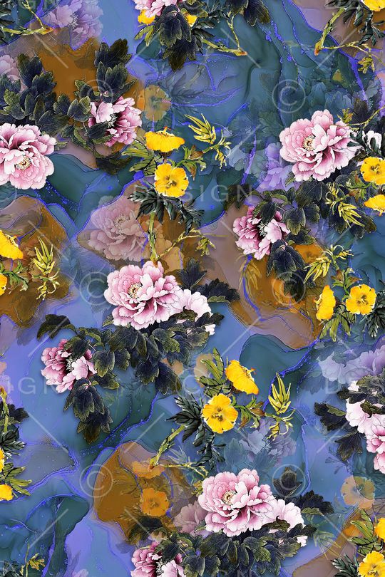 花卉印花华亿平台图片