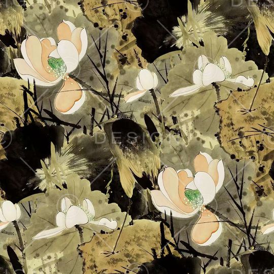 荷花印花华亿平台图片