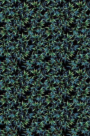 黑底花卉印花华亿平台图片