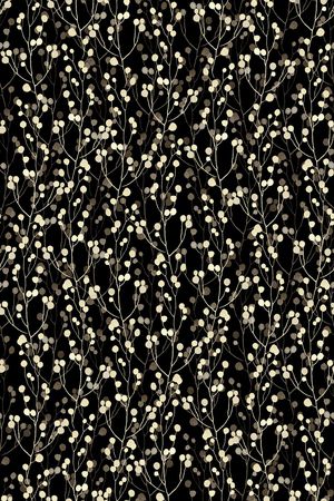 黑底花卉印花华亿平台图片