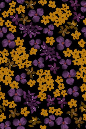 黑底花卉印花华亿平台图片