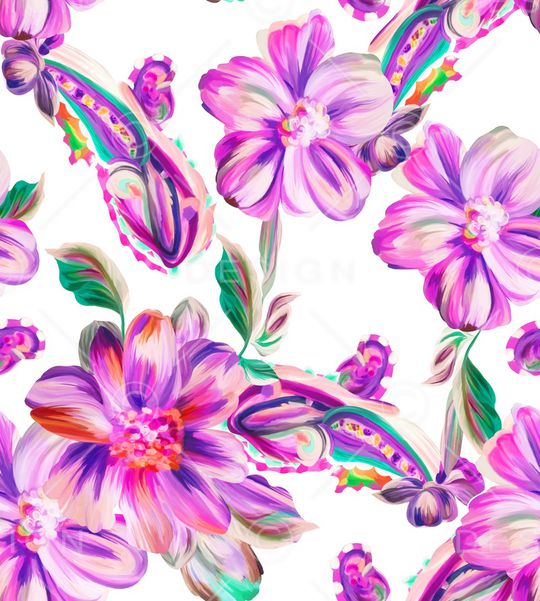 手绘花卉印花华亿平台图片