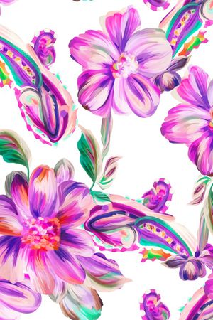 手绘花卉印花华亿平台图片