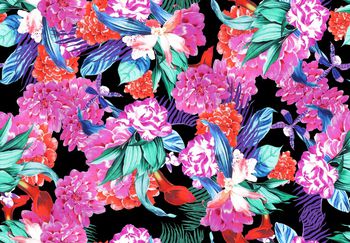 手绘花卉印花华亿平台图片