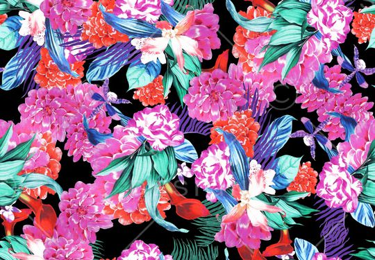 手绘花卉印花华亿平台图片