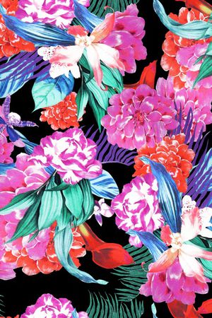 手绘花卉印花华亿平台图片