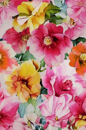 水彩花卉印花华亿平台图片