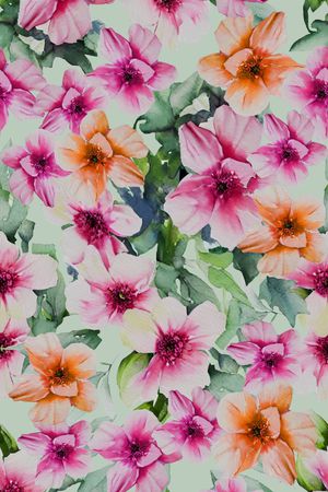 水彩花卉印花华亿平台图片