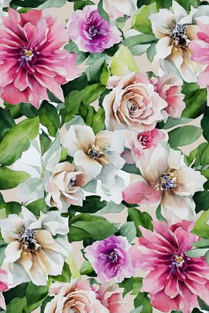 水彩花卉印花华亿平台图片