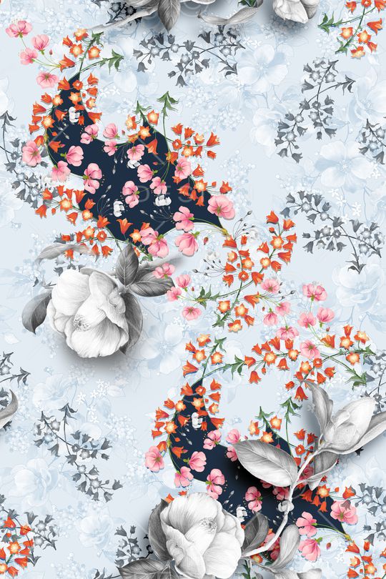 小花卉印花华亿平台图片