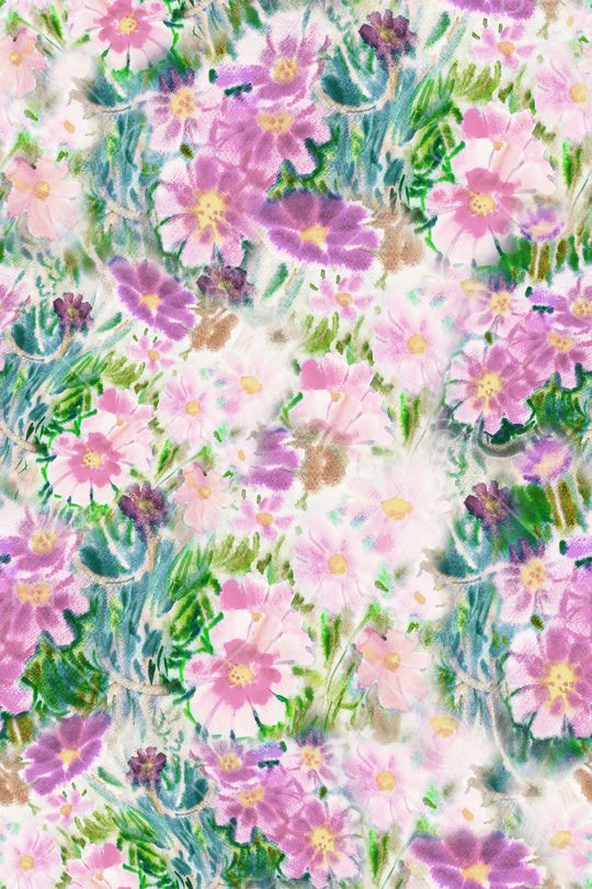 水彩花卉印花华亿平台图片