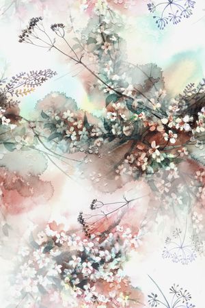 水彩花卉印花华亿平台图片
