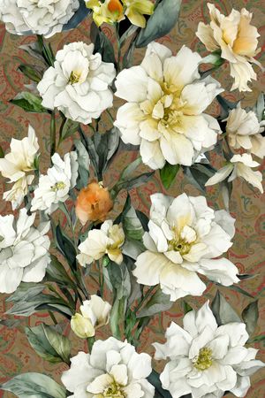 水彩花卉印花华亿平台图片