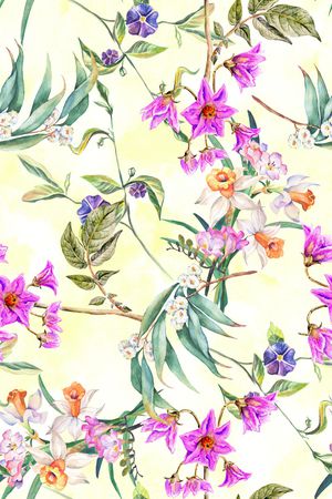 手绘花卉印花华亿平台图片