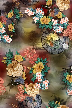 花卉印花华亿平台图片