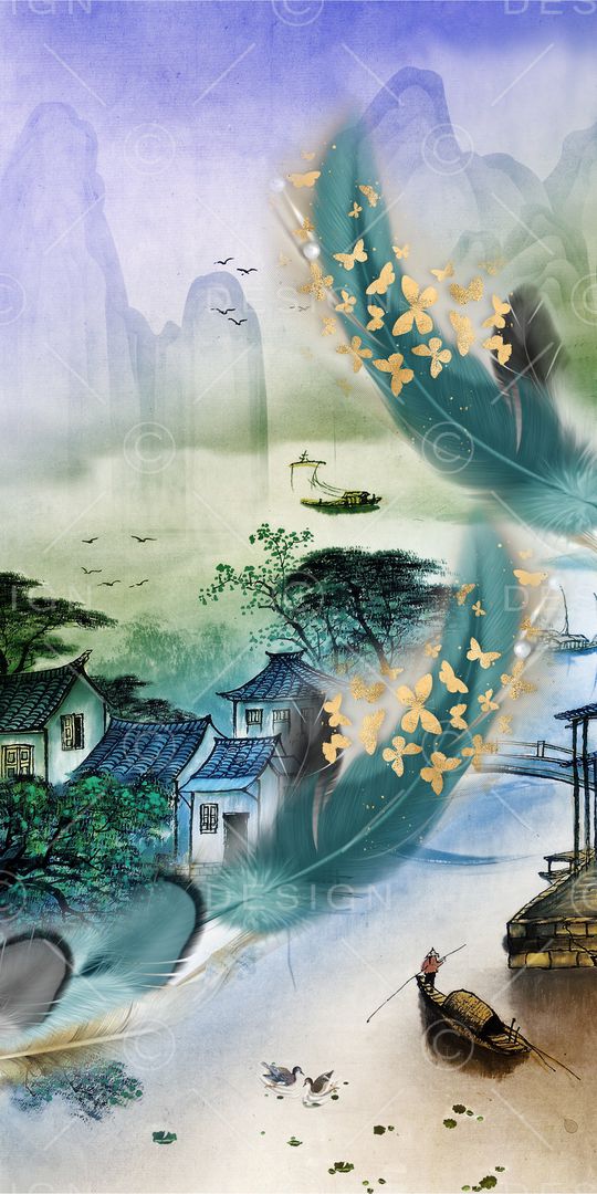 羽毛印花华亿平台图片