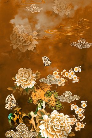 中国风定位花印花华亿平台图片