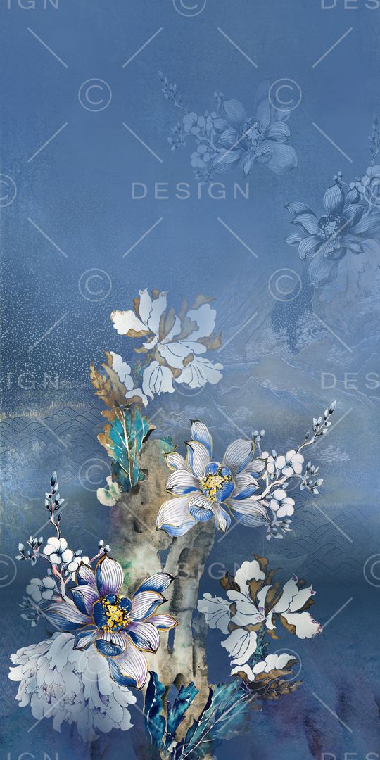 中国风定位花印花华亿平台图片