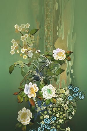 中国风定位花印花华亿平台图片