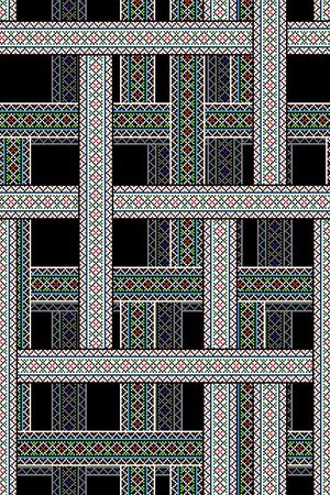 黑底花卉印花华亿平台图片