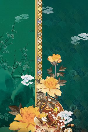 中国风定位花印花华亿平台图片