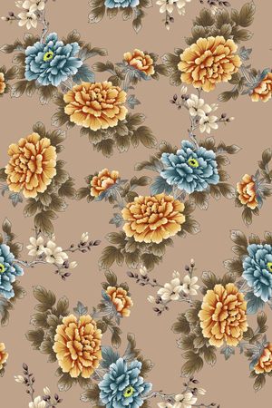 手绘大花印花华亿平台图片