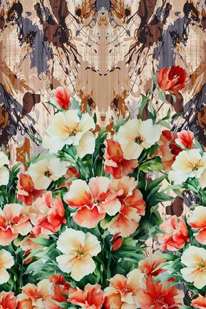 水彩花卉印花华亿平台图片