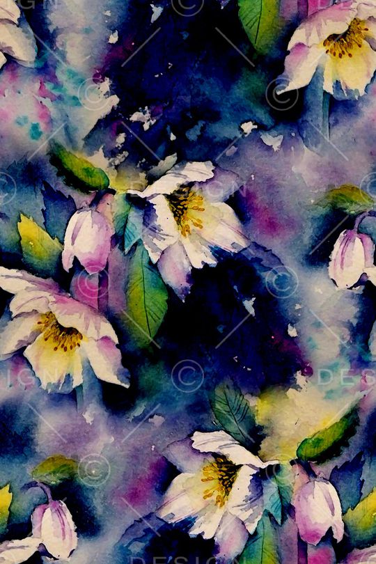 水彩花卉印花华亿平台图片