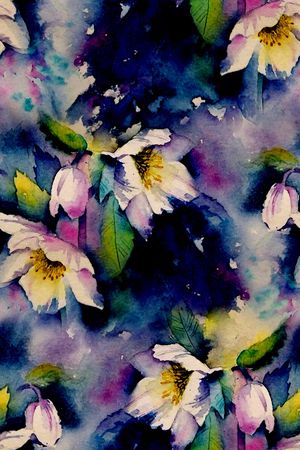 水彩花卉印花华亿平台图片